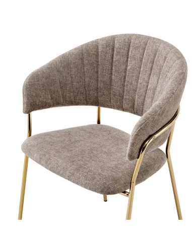 Fotoliu DASMIN, living, 58x53x81.5 cm, textil/metal crom auriu | MobilaOK