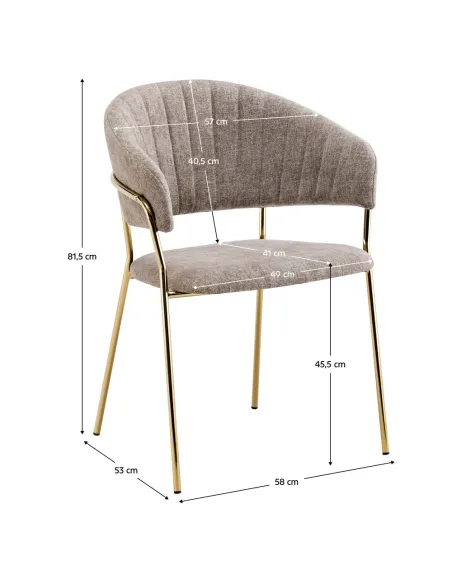 Fotoliu DASMIN, living, 58x53x81.5 cm, textil/metal crom auriu | MobilaOK