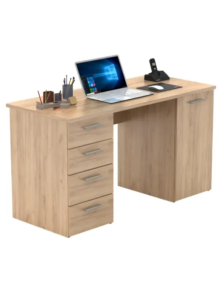 Masă de birou EUSTACH, birou, 137x60x76.3 cm, PAL melaminat stejar artisan | MobilaOK