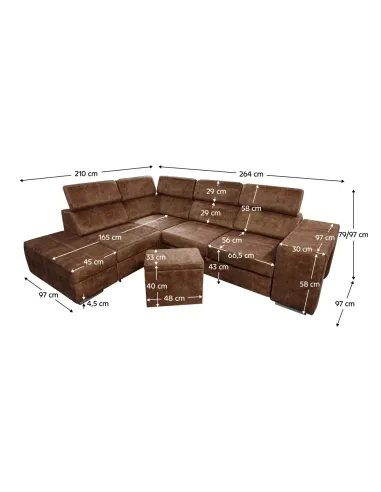 Set Canapea Extensibil, MALAGA, living, 264x210x79/97 cm, Ţesătură Country 8 | MobilaOK