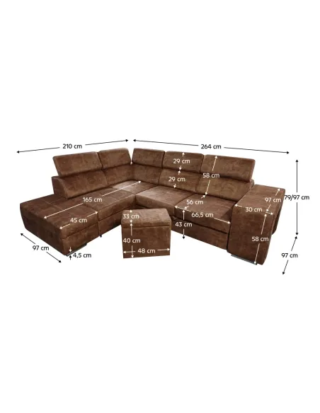 Set Canapea Extensibil, MALAGA, living, 264x210x79/97 cm, Ţesătură Country 8 | MobilaOK