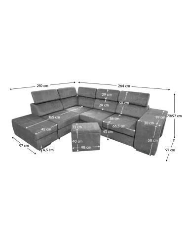 Set Canapea MALAGA Living 264x210x97 cm Țesătură Country 17 | MobilaOK