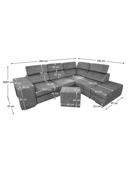 Set Canapea MALAGA Living 264x210x79/97 cm Țesătură Country 17 | MobilaOK