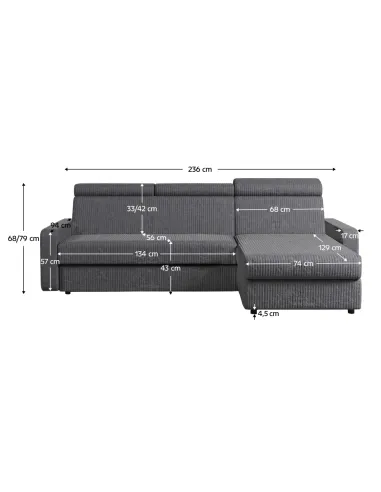 Set Canapea de Colț MORA ROH, living, 236x170x68/79 cm, textil Poso | MobilaOK