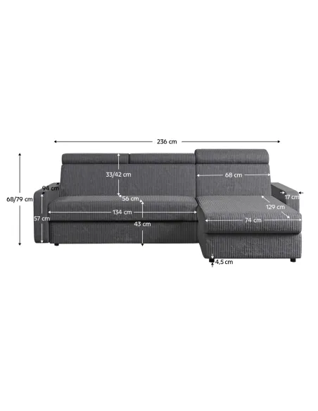 Set Canapea de Colț MORA ROH, living, 236x170x68/79 cm, textil Poso | MobilaOK