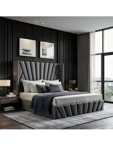 Pat, PENELOPE, dormitor, 180x200, tesatura Velvet, MDF, placaj, metal | MobilaOK