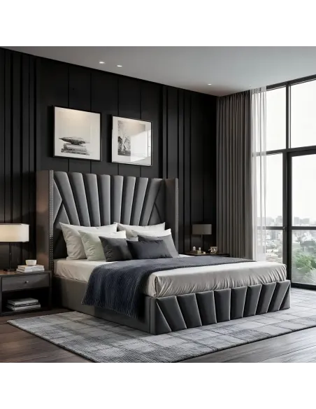 Pat, PENELOPE, dormitor, 180x200, tesatura Velvet, MDF, placaj, metal | MobilaOK