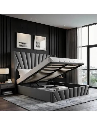 Pat, PENELOPE, dormitor, 180x200, tesatura Velvet, MDF, placaj, metal | MobilaOK