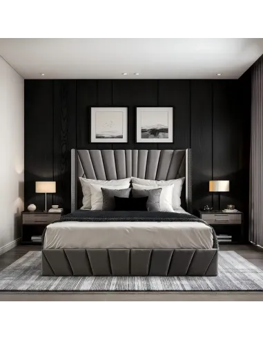 Pat, PENELOPE, dormitor, 180x200, tesatura Velvet, MDF, placaj, metal | MobilaOK