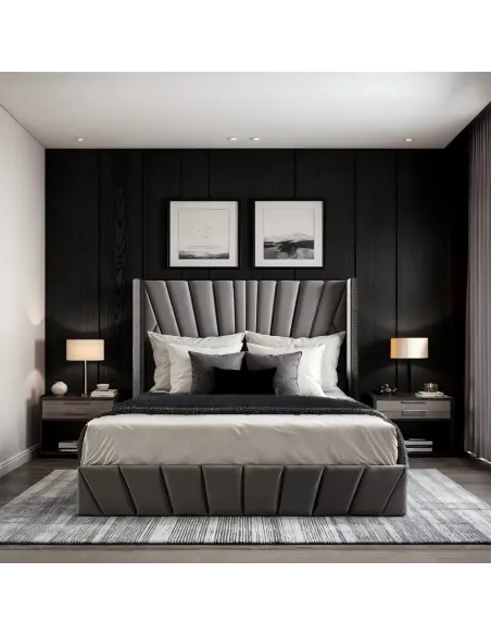Pat, PENELOPE, dormitor, 180x200, tesatura Velvet, MDF, placaj, metal | MobilaOK