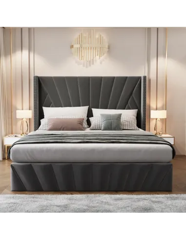 Pat, PENELOPE, dormitor, 180x200, tesatura Velvet, MDF, placaj, metal | MobilaOK