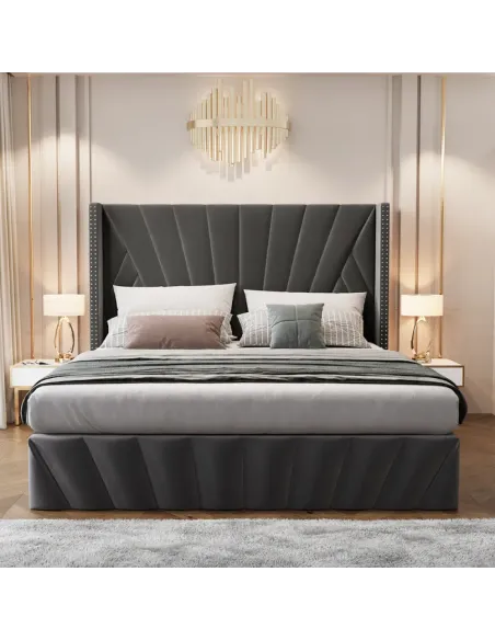 Pat, PENELOPE, dormitor, 180x200, tesatura Velvet, MDF, placaj, metal | MobilaOK
