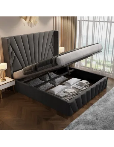 Pat, PENELOPE, dormitor, 180x200, tesatura Velvet, MDF, placaj, metal | MobilaOK