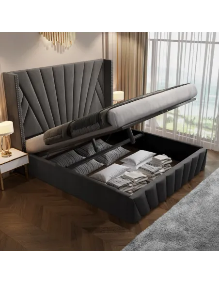 Pat, PENELOPE, dormitor, 180x200, tesatura Velvet, MDF, placaj, metal | MobilaOK