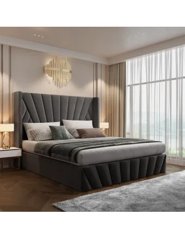 Pat, PENELOPE, dormitor, 180x200, tesatura Velvet, MDF, placaj, metal | MobilaOK