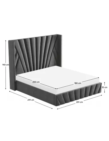 Pat, PENELOPE, dormitor, 180x200, tesatura Velvet, MDF, placaj, metal | MobilaOK