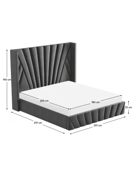 Pat, PENELOPE, dormitor, 180x200, tesatura Velvet, MDF, placaj, metal | MobilaOK