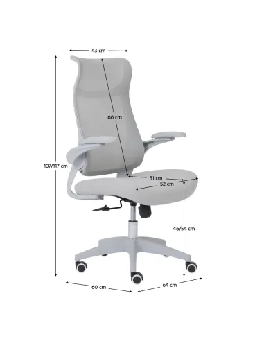 Scaun de birou, SETON, birou, 64x60x107-117 cm, plasă și plastic | MobilaOK