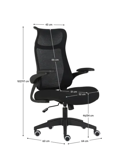 Scaun de birou SETON, birou, 64x60x107-117 cm, plastic și plasă | MobilaOK