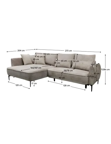 Set Canapea, MURIEL ROH, living, 273x204x86 cm, Tapițerie Coral/Gerra | MobilaOK