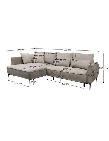 Set Canapea, MURIEL ROH, living, 273x204x86 cm, Tapițerie Coral/Gerra | MobilaOK