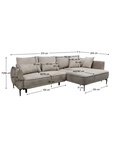 Set Canapea, MURIEL ROH, living, 273x204x86 cm, Textil, KONDELA | MobilaOK