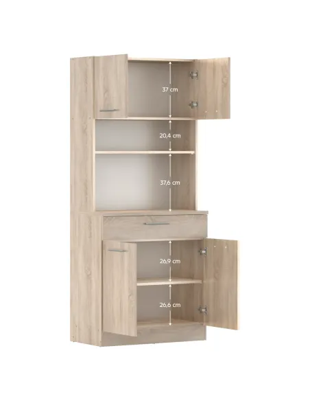 Dulap Bucătărie DOMIS NEW, 80x43.3x185 cm, PAL laminat Stejar Sonoma | MobilaOK