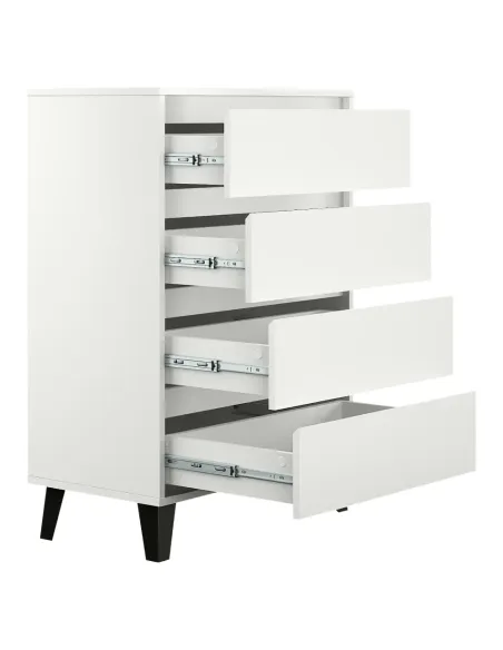 Comodă BOGAN NEW 4S70 dormitor 70x38,8x99,4 cm PAL melaminat albă | MobilaOK