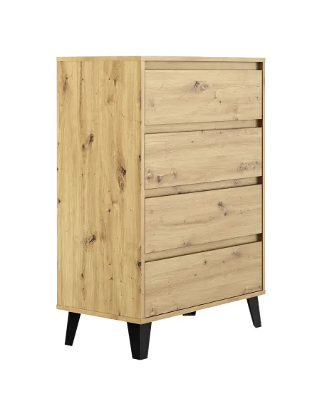 Comodă BOGAN NEW 4S70 pentru dormitor/hol, 70x38.8x99.4 cm, PAL laminat stejar artisan | MobilaOK