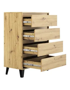 Comodă BOGAN NEW 4S70 pentru dormitor/hol, 70x38.8x99.4 cm, PAL laminat stejar artisan | MobilaOK 2