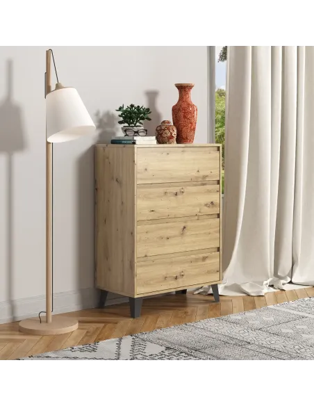 Comodă BOGAN NEW 4S70 pentru dormitor/hol, 70x38.8x99.4 cm, PAL laminat stejar artisan | MobilaOK