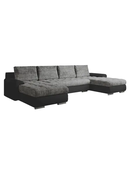Canapea Extensibilă, TOLITA U UNI, living, 298x143x73/83 cm, piele ecologică și textil | MobilaOK