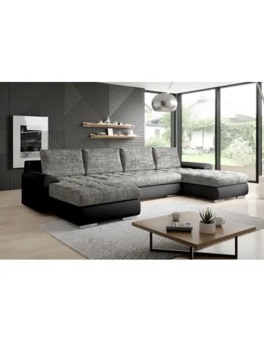 Canapea Extensibilă, TOLITA U UNI, living, 298x143x73/83 cm, piele ecologică și textil | MobilaOK