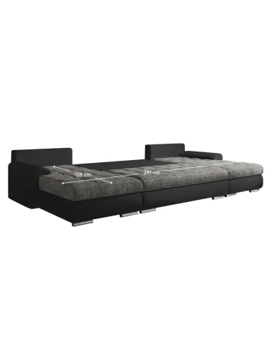 Canapea Extensibilă, TOLITA U UNI, living, 298x143x73/83 cm, piele ecologică și textil | MobilaOK