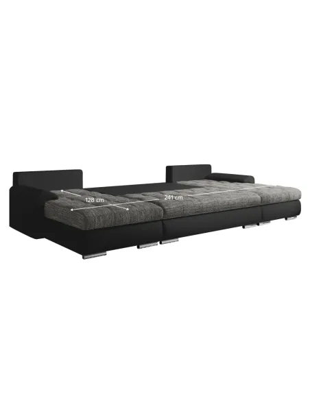 Canapea Extensibilă, TOLITA U UNI, living, 298x143x73/83 cm, piele ecologică și textil | MobilaOK