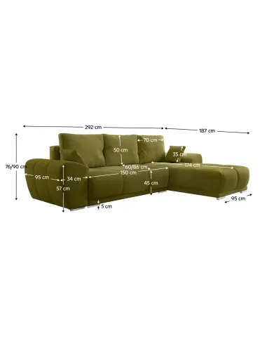 Canapea extensibilă KERIM ROH, living, 292x187x90 cm, textil Curio | MobilaOK