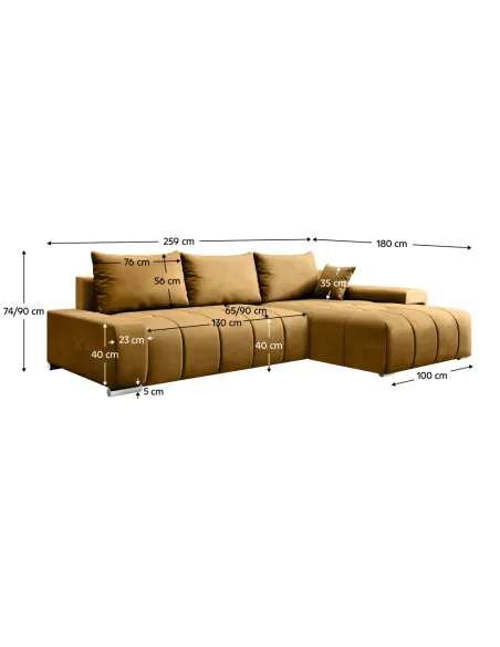 Set Canapea, VEZAN ROH, living, 259x180x74/90 cm, tesatura, KONDELA | MobilaOK