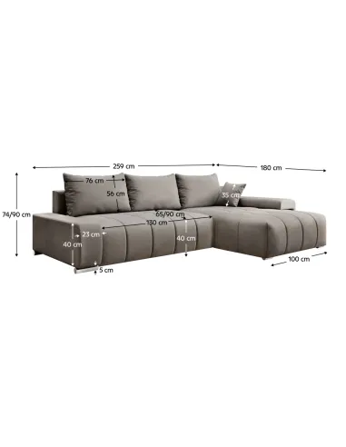 Set Canapea, VEZAN ROH, living, 259x180x74/90 cm, PAL, material tapițat | MobilaOK