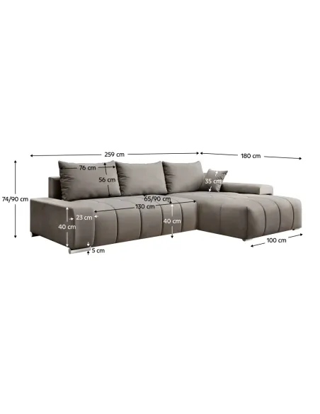 Set Canapea, VEZAN ROH, living, 259x180x74/90 cm, PAL, material tapițat | MobilaOK