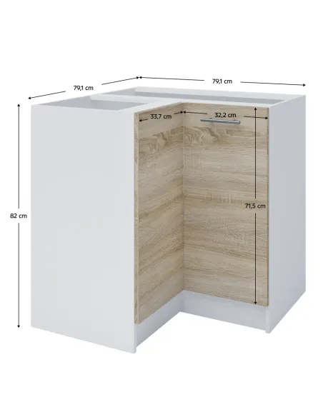 Dulap de colt bucatarie, FABIANA S-90N, 79.1x82x79.1 cm, PAL melaminat | MobilaOK