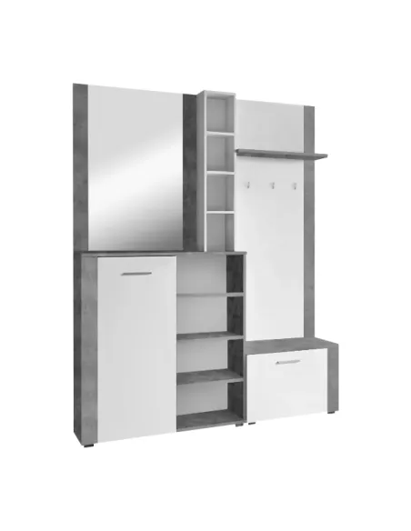 Set pentru anticameră, alb/beton, FANDU | MobilaOK