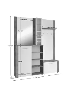 Set pentru anticameră, alb/beton, FANDU | MobilaOK 2