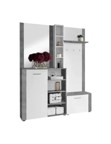 Set pentru anticameră, alb/beton, FANDU | MobilaOK