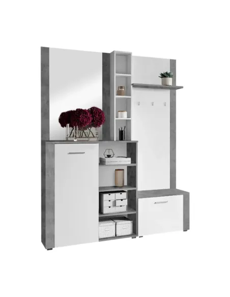 Set pentru anticameră, alb/beton, FANDU | MobilaOK
