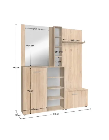 Set pentru anticameră, stejar sonoma, FANDU | MobilaOK