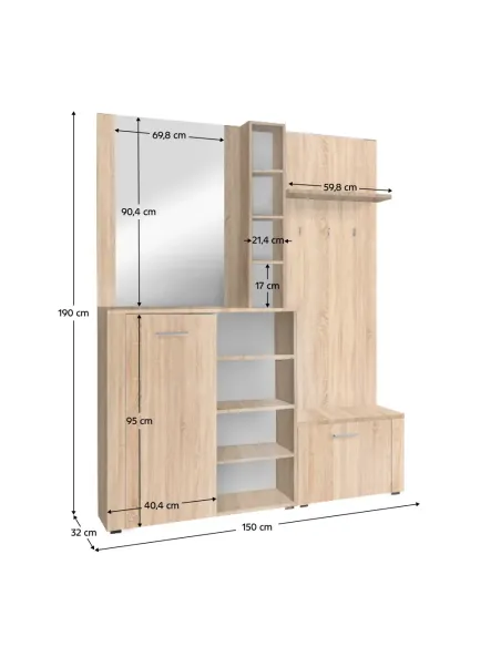 Set pentru anticameră, stejar sonoma, FANDU | MobilaOK