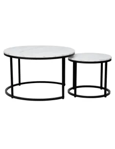 Măsuțe de cafea CIRKO, living, 80x48 cm & 48x42 cm, PAL melaminat și metal | MobilaOK