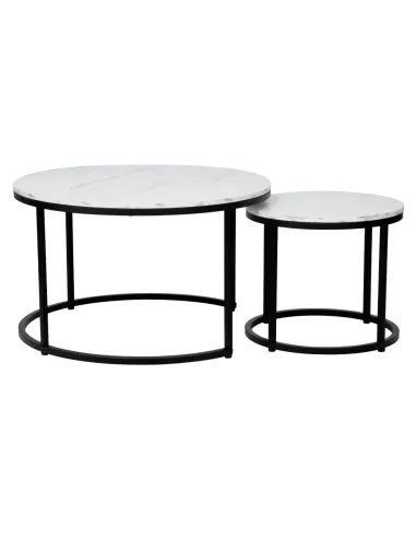 Măsuțe de cafea CIRKO, living, 80x48 cm & 48x42 cm, PAL melaminat și metal | MobilaOK