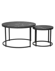 Măsuţe de cafea, set de 2, CIRKO, living, 80x48 cm & 48x42 cm, PAL melaminat și metal | MobilaOK