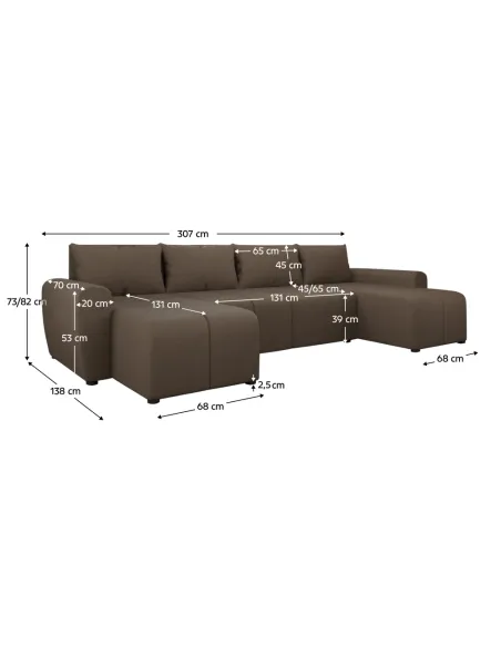 Canapea extensibilă DELIN U UNI, living, 307x138x73/82 cm, Țesătură Soro 28 | MobilaOK
